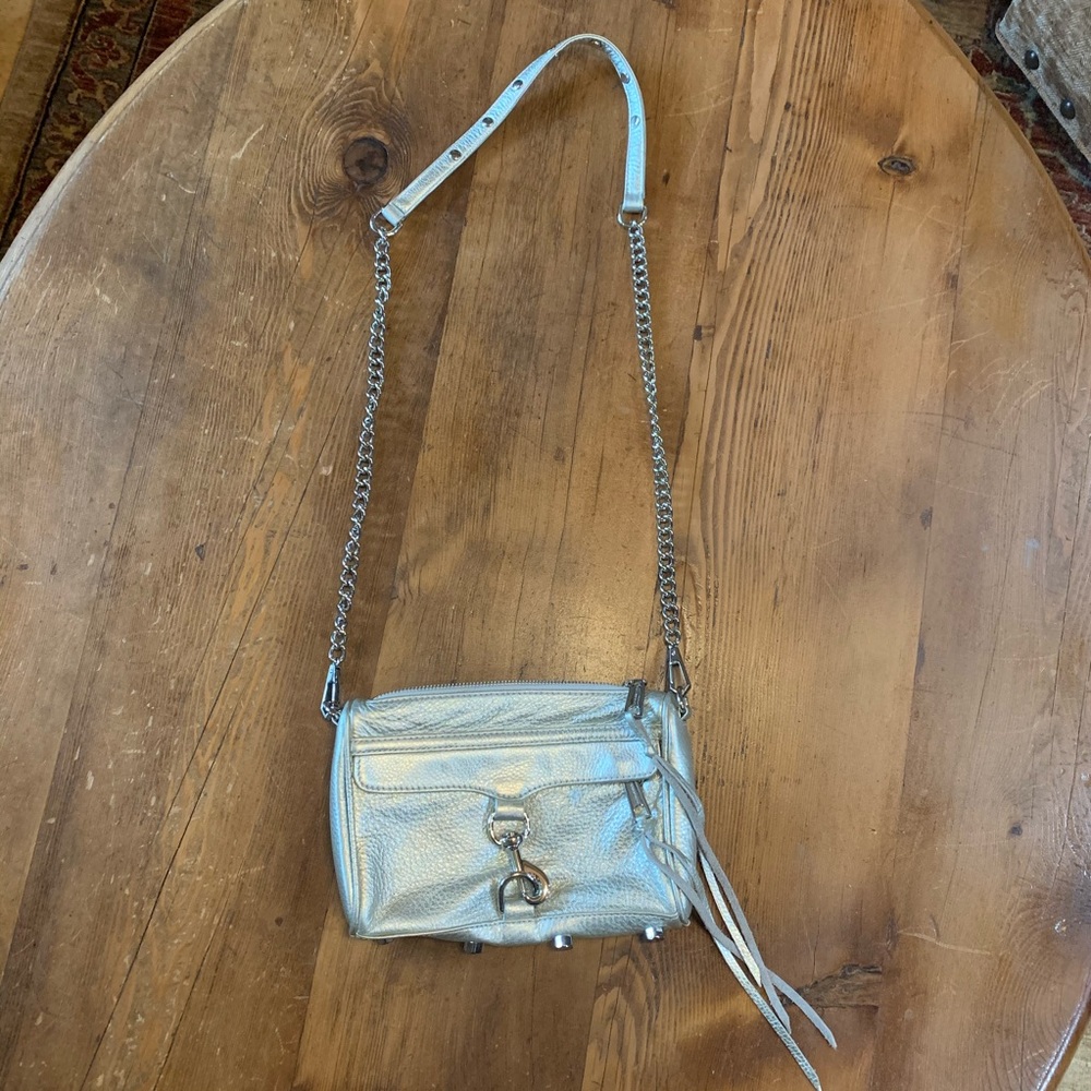 Silver Rebecca Minkoff Mini Mac Crossbody Purse